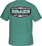 Drake DT9545-SDH-3 Old School Badge T SS Sea Blue Dark Heather Large