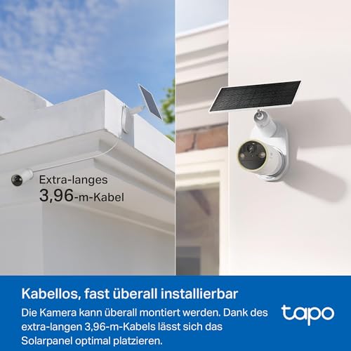 Tapo C460 KIT 4K 8MP Solar &Uuml;berwachungskamera Aussen Akku, Starlight-Farb-Nachtsicht, Dual-Band WLAN, Magnetfu&szlig;, Verschl&uuml;sselte microSD-Aufzeichnung, KI-Erkennung, 10000-mAh-Akku