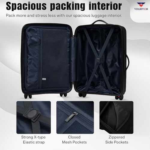 Image of 24-Inch Hard-Shell Luggage Suitcase | Lightweight 3.1 kg | 360 Spinner Wheels | 2-Way Zipper | Multi-Functional Lock | Business & Family Travel Trolley Bag (1, BLACK-24INCH)