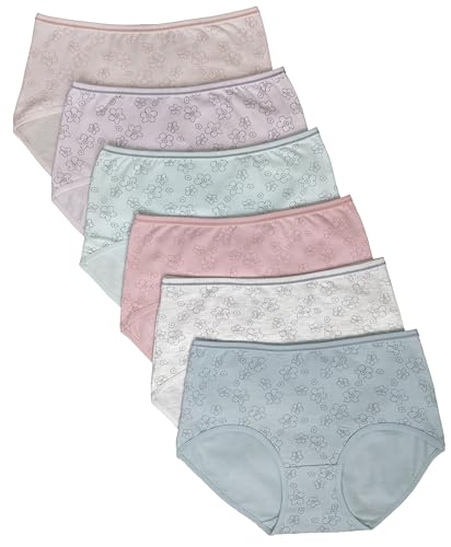 Premium Cotton Four-way stretch Panties - MULTIPACK - Regular and Plus Sizes - Classic Briefs for Women (UAE/KSA Alpha XL Regular Floral Print - 6 Pcs Pack)