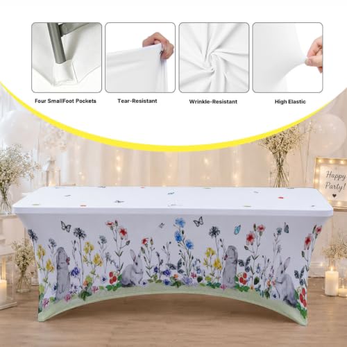 Nappe de Pâques extensible en spandex rectangle avec motifs œufs chrétiens