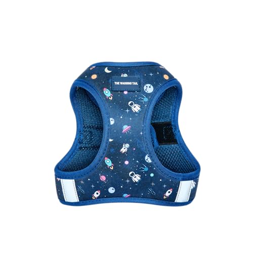The Wagging Tail No Pull Harness for Small, Medium, Large Dogs, Heavy Duty, Adjustable, Breathable, Soft, Cute, Reflective, Dog Harness, Dog Vest, Pet Harness (Outer Space, Small)