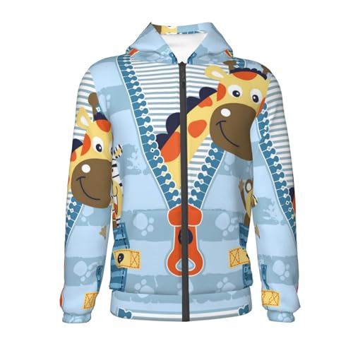 Giraffe Come Out From Zipper Kids Pullover Hoodies Boys Zip Up Sweatshirts Girls Athletic Clothes with Pocket2