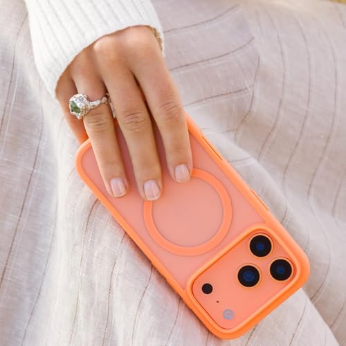 Image of ArmourPro MagSafe Compatible Case for iPhone 17 Pro Max, Magnetic Wireless Charging Back Cover with Clear Back, Flexible TPU Bumper, Camera Protection | Orange