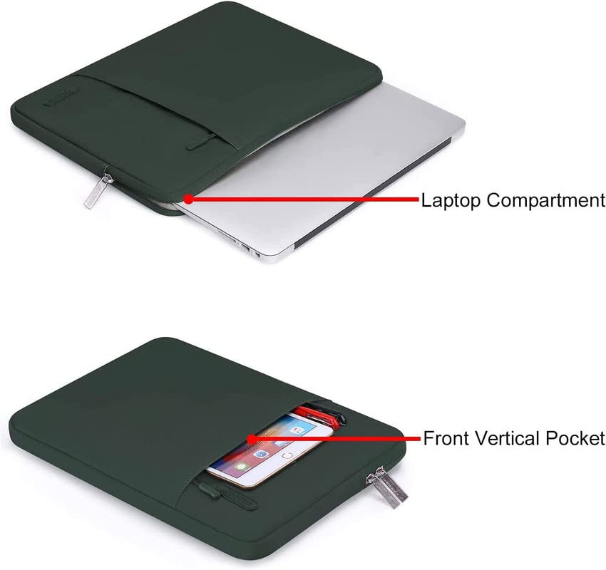 Image of MOCA Laptop Sleeve Bag Compatible with Old MacBook Air 13.3 / MacBook Pro 14 M3 M2 M1 Pro /Max A2442 Sleeve,Polyester Vertical Case with Pocket,Green