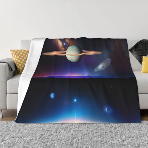 Couverture de lit Saturne cosmique pour soirée cinéma - 2