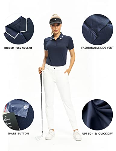 Image of Hiverlay Women's Golf Polo T Shirts Lightweight Moisture Wicking Short Sleeve Shirt Quick Dry UPF 50+