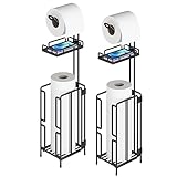 Uzelia 2 PCS Portarrollos de Pie, Soporte para Papel Higiénico con Bandeja Metálica para Toallitas Húmedas,...