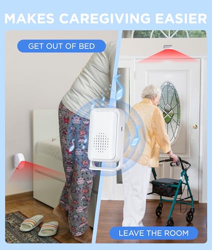 Newly Upgraded 2025 Bed Alarm for Elderly Dementia Patients - Wireless Fall Detection & Motion Sensor Alert System for Seniors, Dementia & Alzheimer Patients (2 Sensor + 1 Receiver)
