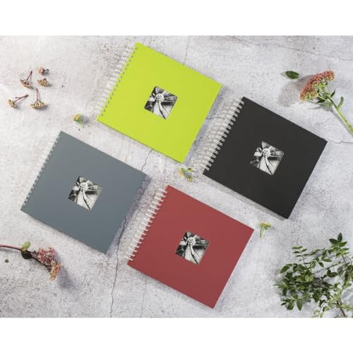 Hama Fotoalbum 28x24 cm (Spiral-Album mit 50 weißen Seiten, Fotobuch mit Pergamin-Trennblättern, Album zum Einkleben und Selbstgestalten) bordeaux