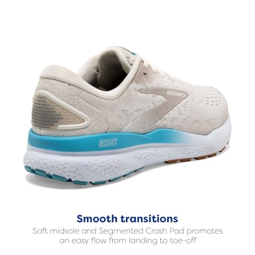 Brooks Brooks Women’s Ghost 16 Neutral Running Shoe - Coconut/Chateau Grey/Blue - 9 Medium