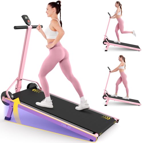 Image of FUNMILY Upgrade Walking Pad Folding Treadmill with 12% /15% Incline & Handle Bar, Foldable Under Desk Compact Treadmills for Home /Office /Gym, 400+lb Capacity, Shock Absorption