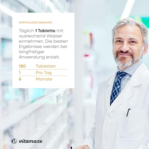 Vitamin B12 hochdosiert und vegan, Methylcobalamin, 500 mcg 180 Tabletten für 6 Monate Dauerversorgung, Natürliche Nahrungsergänzung ohne Zusatzstoffe, Made in Germany