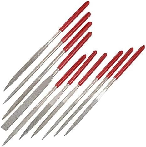 Miniatura 3 de YAKAMOZ Juego de 10 limas de metal con mini diamante  aguja micro redonda, limas planas triangulares cuadradas para joyas, madera, piedra, vidrio