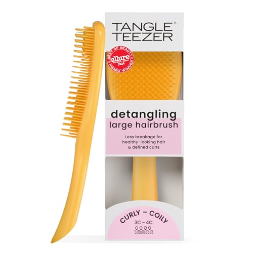 Tangle Teezer Ultimate Detangler Curly Hair Brush, Dry & Wet Hairbrush, Reduces Frizz & Breakage, for Curly to Coily, 3C to 4C Hair Types, Large, Yellow Daffodil