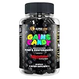 ALPHA LION Gains Candy, Supplement Pills for Muscle Pump & Blood Flow, Nitric Oxide Booster, Supports Mental Focus, Use Daily to Upgrade Workout Performance, 63 Capsules (Nitrosigine)