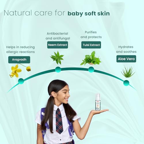 Image of BabyOrgano Waterless Foaming Hand Wash for Kids 0+ Years | Kills 99.9% Germs | No Rinse Needed | Neem, Tulsi & Aloe Vera | Alcohol Free | Paraben Free | FDCA Approved | 50ml (Pack of 2)