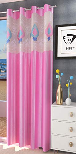 Image of LaVichitra Polyester Long Door Curtain with Designer Net (9ft, Pink) -1 Piece