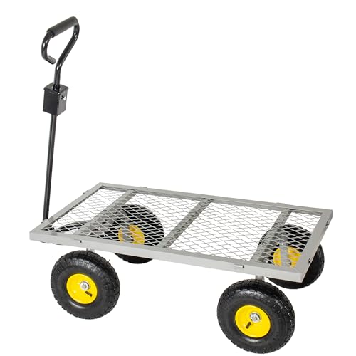 Carretilla de jardín de acero sobre dimensionada 4 en 1, capacidad máxima 880 libras, con paneles laterales removibles y ruedas todo terreno miniatura 7