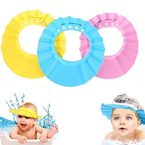 Chapeau Douche Bébé,3PCS Bonnet de Douche Bébé, Réglable Visière Bonnets de Bain, Protection Shampooing Protéger les Yeux lors d'un shampoing Suitable for Kids Cover