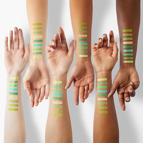 Image of 9-Color Shimmer & Matte Green Eyeshadow Palette - Highly Pigmented Light & Dark Green Shades, Blendable Shiny & Matt Makeup Powder