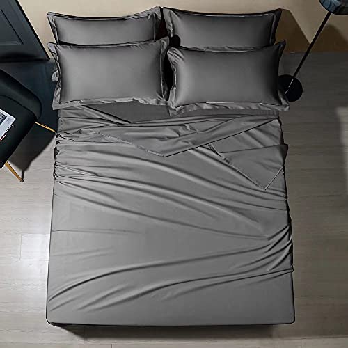 Shilucheng Bamboo 6-Piece California King Size Bed Sheets Set 1800 Thread Count 16 Inch Deep Pockets Cool Eco Friendly Soft And Comforterble(Cal King,Dark Grey) #TOP6
