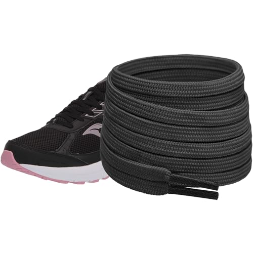 NDTEZUGT 6mm �����j���O�V���[���[�X Saucony Ride 18/17&Guide 18/17&Triumph 23/22�p ��v�ȃt���b�g�|���G�X�e�������p�V���[���[�X, �u���b�N, 63"/160cm