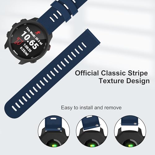 Image of Tobfit 20mm Straps Compatible with Garmin Forerunner 165 /165 Music, Forerunner 55 /158,245 /245 Music, 645 /645 Music Band for Women Men, Silicone Strap for Garmin Watch