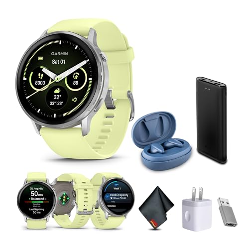 Garmin Venu 4, 45mm, Advanced Fitness and Multisport Tracker GPS Smartwatch, 1.4' AMOLED Display, Built-in Flashlight, 12 Days of Battery Life, Silver with Citron Silicone Band (Watch Bundle)