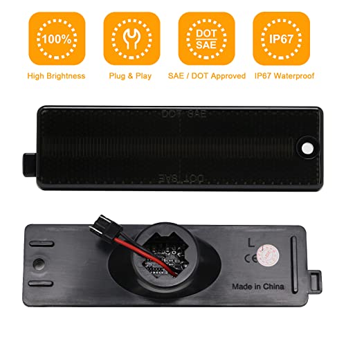 Aexploer Led Rear Side Marker Lights Compatible With Camaro 1993-2002 All Models,Smoked Lens Red Led Rear Bumper Fender Side Marker Lamps Assembly Replacement #TOP3