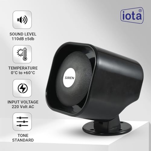 Image of iota SQR117 Plastic 220v -110 DB Hooter Security Loud Sound Alarm for Bank, Standard