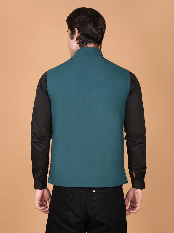Image of VASTRAA FUSION Men's Traditional Woolen Nehru Jacket Modi Waistcoat