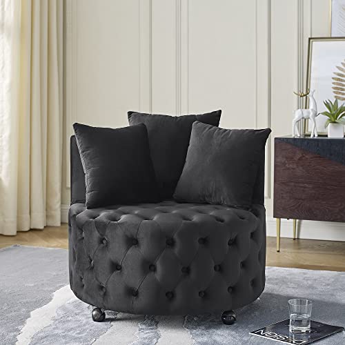 Sillón Plegable Terciopelo Negro miniatura 3