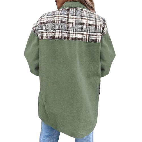 Womens Oversized Denim Jacket Casual Jean Jacket Long Sleeve Button Down Plaid Shacket Boyfriend Denim Jean Jackets3