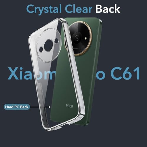 Image of Jkobi Lifetime Anti-Yellow Clear Back Cover Case for Xiaomi Poco C61 (Sleek Hard Crystal | Shockproof and Camera Protection)