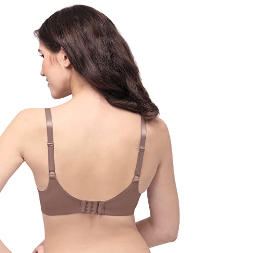 Image of SOIE Women's Full Coverage Padded Non-Wired Seamless T-Shirt Bra | Ultra Soft Nylon Spandex with Adjustable Straps, Side Support & Smooth Invisible Finish