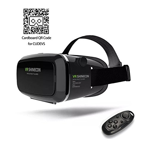 CUDEVS 3D VR Glasses, VR Goggle Headset Virtual Reality with Adjustable Lens for iPhone 6 6s plus Samsung S5 S6 Edge Note 4 5 6 and 3.5-6.0 inch Smartphone for 3D Movies and Games (VR Shinecon Plus)
