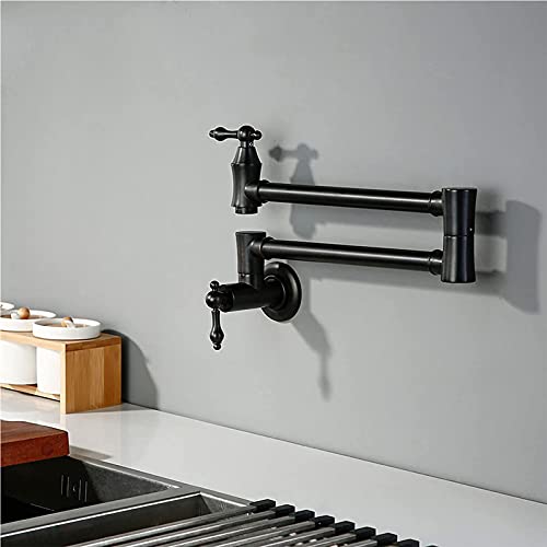 Robinet de remplissage de pot mural noir et extensible pour évier de cuisine
