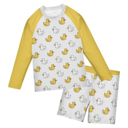 Boys Rash Guard Set Rubber Duck Piece UP50+ Swim Set for Boys 3T-10T