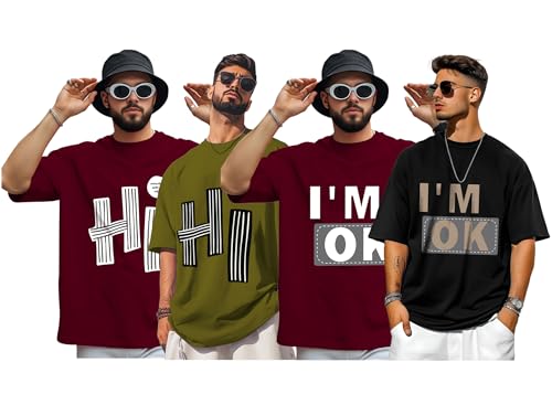 Image of AUSK Oversized T-Shirts || Printed Loose Fit Half Sleeve Tshirt for Mens