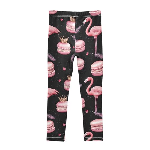 Flamingo Macarons Girls' Leggings Toddler Doodles Pink Flamingo Kids Yoga Pants Dance Active Tights 4T2