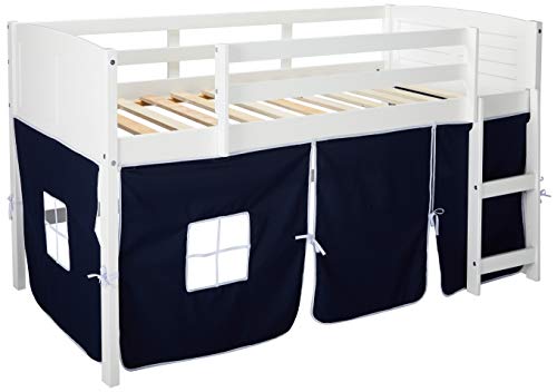 Donco Kids 795-Atw-750C-Tb Louver Low Loft Bed With Blue Tent, Twin, White #TOP14