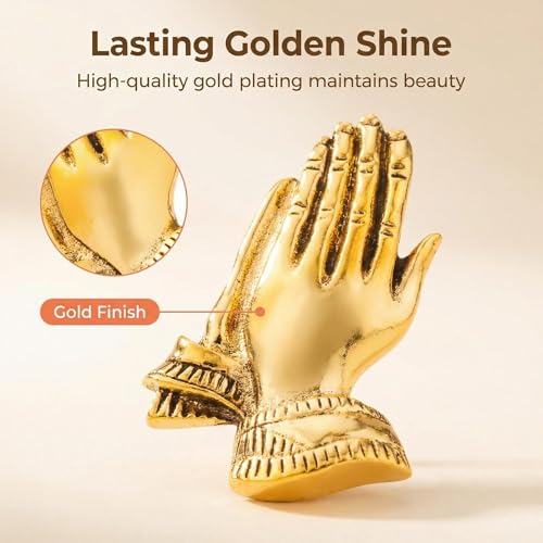 Image of Serenity Prayer Brooch Pins Gold Praying Hands Vintage Lapel Badge Brooches for Women Fashion Jewelry Clothing Decoration Accessories