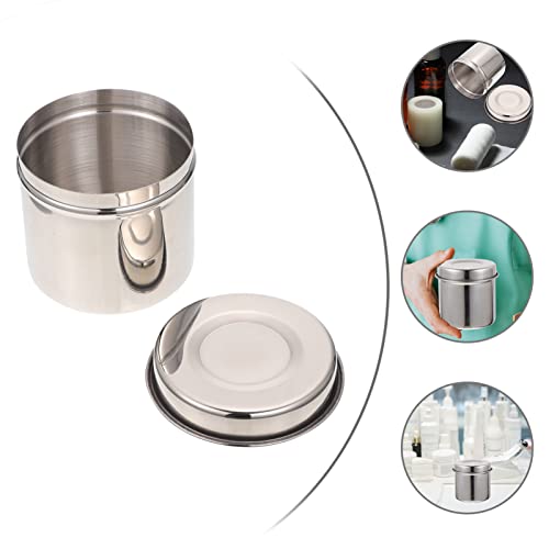 Image of Healifty Stainless Steel Gauze Jar 2pcs 304 Stainless Steel Jar Cotton Container Bottle Anti Iodine Container for Hospital Storage Bottle