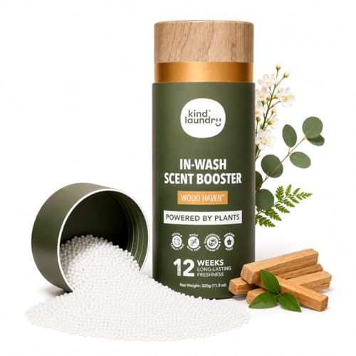 Kind Laundry In Wash Scent Booster Beads - Wood Haven - 100% Plant Based - Natural Laundry Booster Beads & Smell Deodorizer - Environment Friendly Odor Eliminator for Clothes (320 grams)