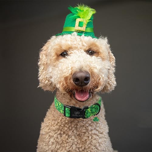 Image of St. Patrick's Day Dog Collar, Lucky Clover Pet Collar with Quick Release, Comfortable Adjustable Shamrock Puppy Collar for Small Medium & Large Dogs