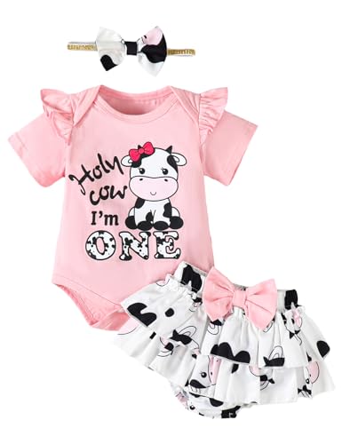 Baby Girl 1st Birthday Outfit - Cow Bodysuit