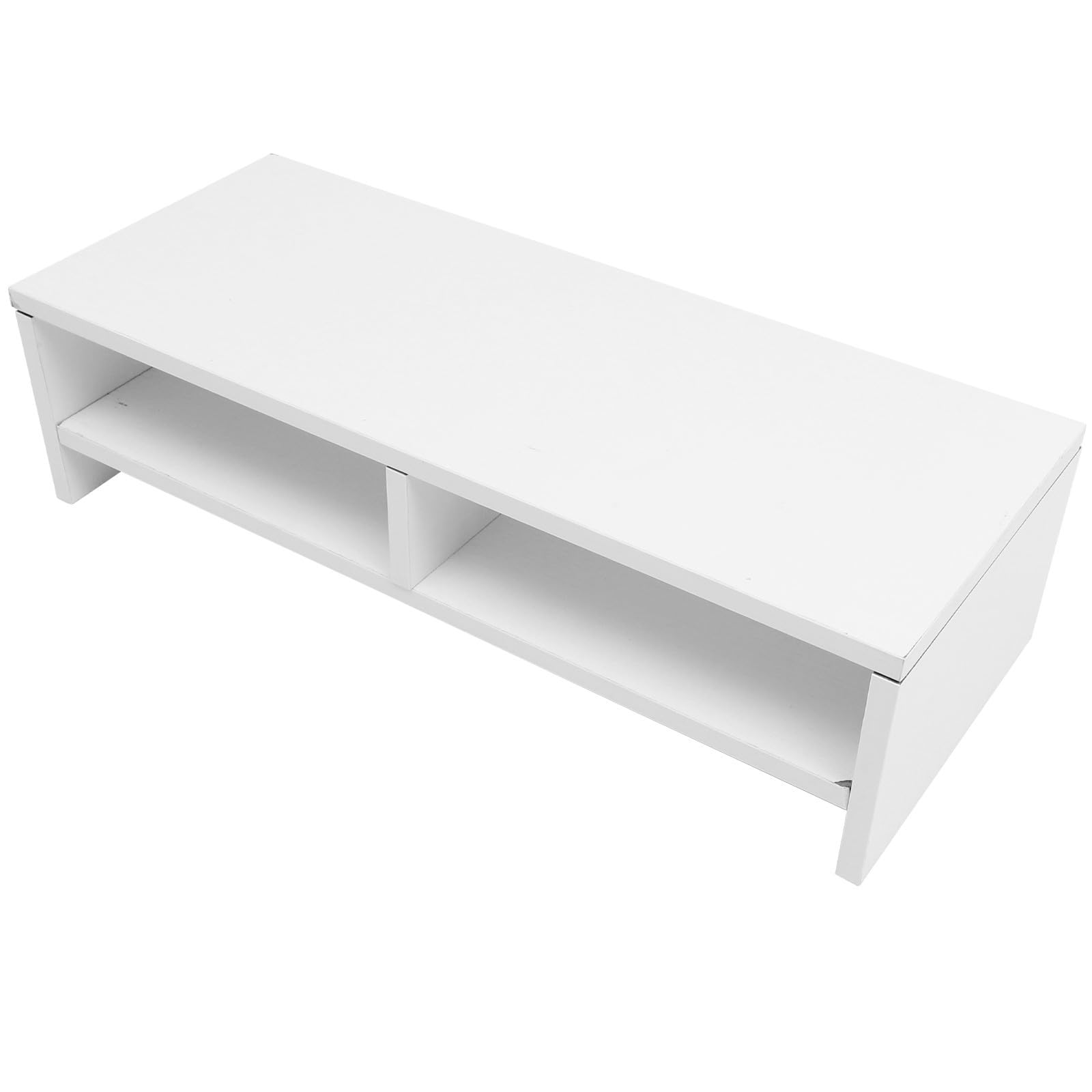 Homoyoyo Soporte Elevador para Monitor, Doble Capa, Soporte de Almacenamiento para Monitor de Madera, Blanco, para Oficina, Organización de Escritorio y Maximizar Espacio de Almacenamiento