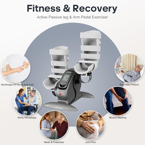 Image of Motorized Exercise Bike for Seniors with Leg Support, Electric Pedal Exerciser for Arm & Leg Exercise Remote Control 10 Adjustable Speeds Forward & Reverse Pedaling LCD Display for Home Use