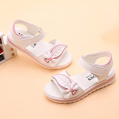 Toddler Girl Dress Shoes Children Shoes Fashion Flower Thick Sole Sandals Soft Sole Comfortable Princess Sandals (White, 10.5 Little Child)4